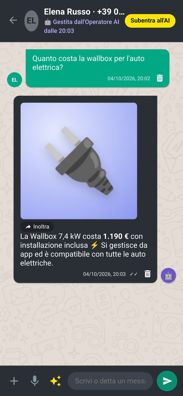 Prodotto con foto e prezzo inviato dall'AI